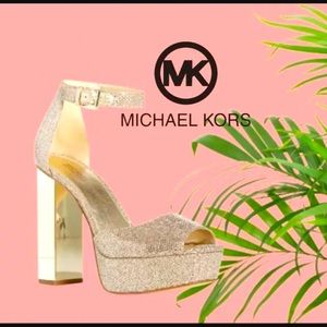Michael Kors Petra gold block heels 6M